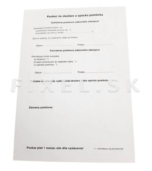 Poukaz na okuliare a optickú pomôcku A5 50-listov 2