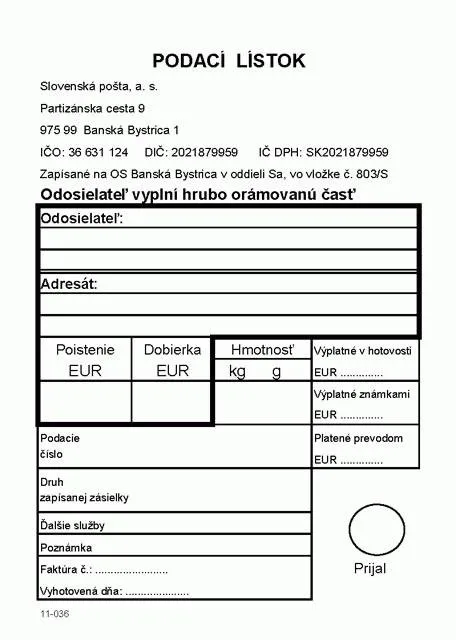 Podací lístok, A6 100-list 3