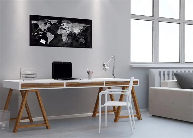 Magnetická sklenená tabuľa, Mapa sveta, 46x91 cm, SIGEL "Artverum® ", čierna 2