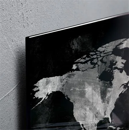 Magnetická sklenená tabuľa, Mapa sveta, 46x91 cm, SIGEL "Artverum® ", čierna 6
