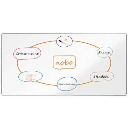 Biela tabuľa, smaltovaná, magnetická, 240x120 cm, hliníkový rám, NOBO "Premium Plus" 3