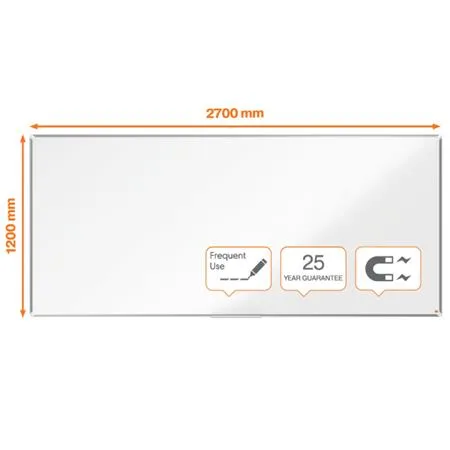 Biela tabuľa, smaltovaná, magnetická, 270x120cm, hliníkový rám, NOBO "Premium Plus" 2