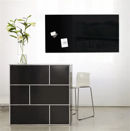 Magnetická, sklenená tabuľa, 46x91 cm, SIGEL "Artverum® ", čierna 2