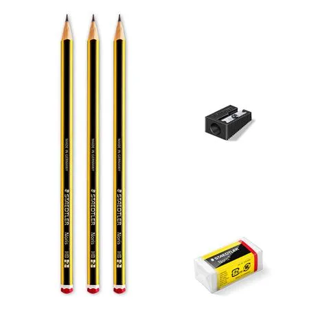 Grafitová ceruzka, HB, šesťhranná, so strúhadlom a gumou, STAEDTLER "Noris" 2