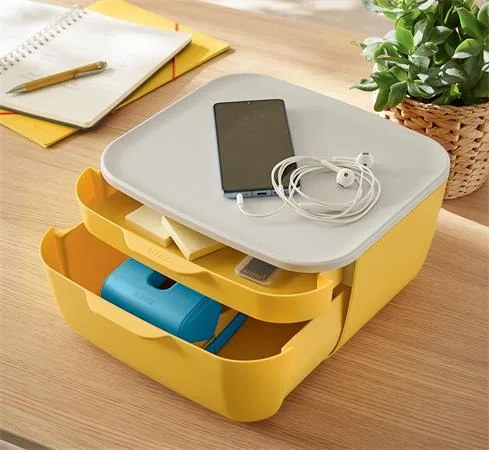 Zásuvkový box, plastový, 2 zásuvky, LEITZ "Cosy", teplá žltá 4