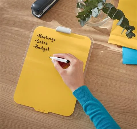 Sklenená tabuľa, zorierateľná, stolná, A4, LEITZ "Cosy", teplá žltá 4