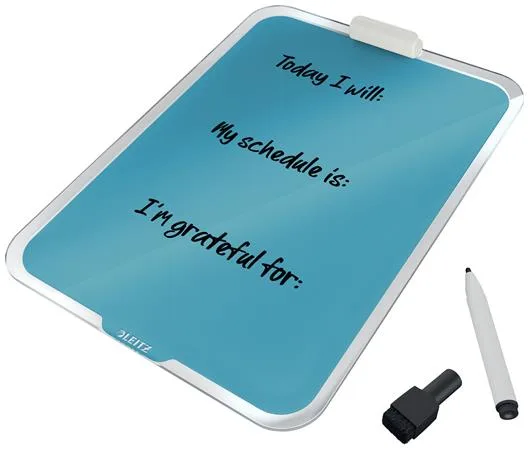 Sklenená tabuľa, zorierateľná, stolná, A4, LEITZ "Cosy", pokojná modrá 2