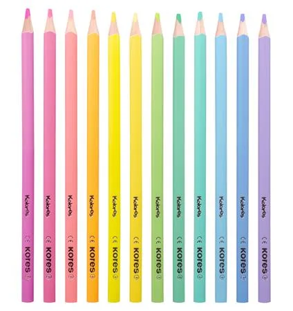 Farebné ceruzky, sada, trojhranné, KORES "Kolores Pastel", 12 pastelových farieb 2