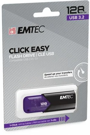 USB kľúč, 128GB, USB 3.2, EMTEC "B110 Click Easy", čierna-fialová 3