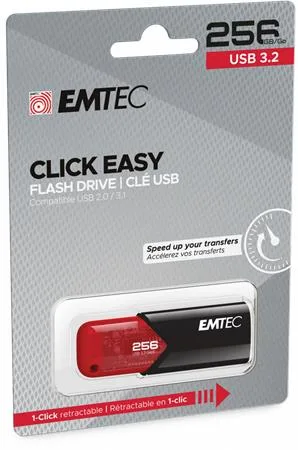 USB kľúč, 256GB, USB 3.2, EMTEC "B110 Click Easy", čierna-červená 3