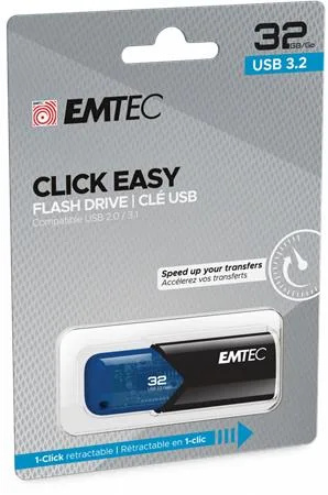 USB kľúč, 32GB, USB 3.2, EMTEC "B110 Click Easy", čierna-modrá 3