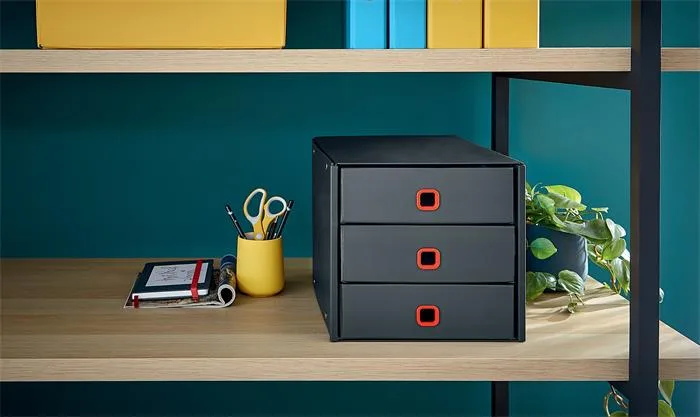 Zásuvkový box, laminovaný kartón, 3 zásuvky, LEITZ "Cosy Click&Store", zamatová sivá 2