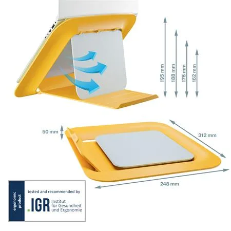 Stojan na notebook, nastaviteľný, LEITZ "Ergo Cosy", teplá žltá 8