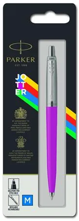 Guľôčkové pero, 0,7 mm, strieborný klip, ružové telo pera, PARKER, "Royal Jotter Originals", modré 2