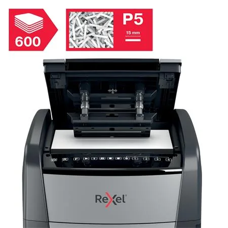 Skartovací stroj, mikrokonfety, 600 listov, REXEL "Optimum AutoFeed+ 600M" 5