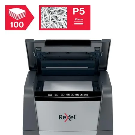 Skartovací stroj, mikrokonfety, 100 listov, REXEL "Optimum AutoFeed+ 100M" 5