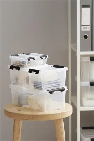 Úložný box, plastový, 3,6 l, čierne úchytky, SMARTSTORE "Classic 5", priehľadný 6