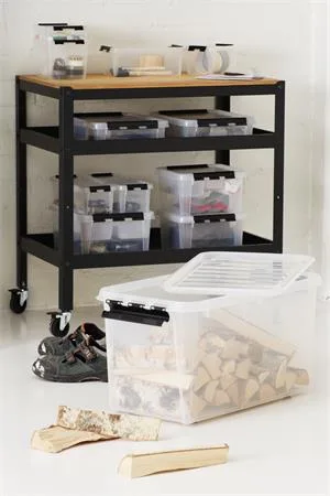 Úložný box, plastový, 14 l, čierne úchytky, SMARTSTORE "Classic 15", priehľadný 2