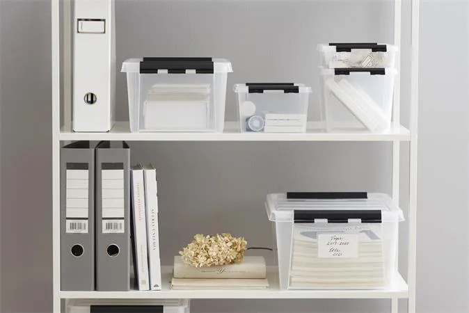 Úložný box, plastový, 14 l, čierne úchytky, SMARTSTORE "Classic 15", priehľadný 3