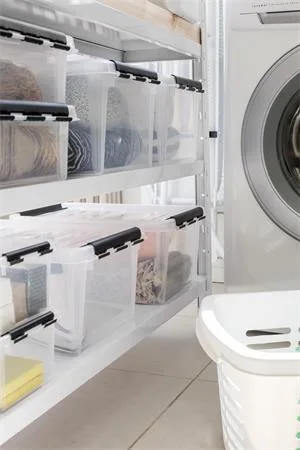 Úložný box, plastový, 14 l, čierne úchytky, SMARTSTORE "Classic 15", priehľadný 6
