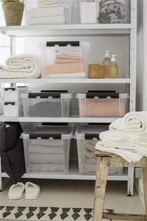 Úložný box, plastový, 21 l, čierne úchytky, SMARTSTORE "Classic 24", priehľadný 2