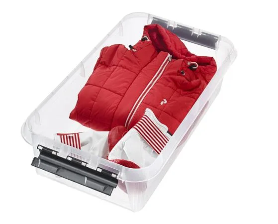 Úložný box, plastový, 31 l, čierne úchytky a kolieska, SMARTSTORE "Classic 35",  priehľadný 3