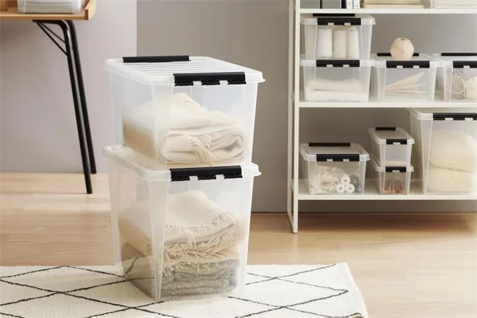 Úložný box, plastový, 47  l, čierne úchytky, SMARTSTORE "Classic 45",  priehľadný 3