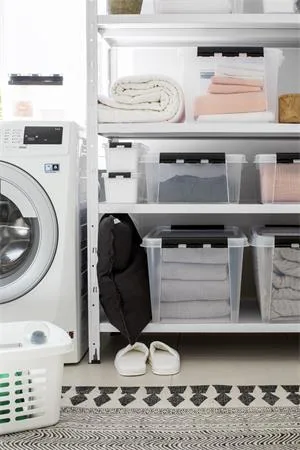 Úložný box, plastový, 47  l, čierne úchytky, SMARTSTORE "Classic 45",  priehľadný 5