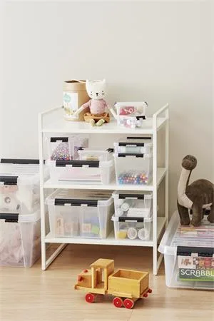 Úložný box, plastový, čierne úchytky, 6 priehradiek, SMARTSTORE "Classic 15",  priehľadný 2