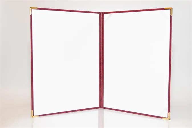 Obal na certifikáty, A4, exkluzívny, koženka, kovové rohy, bordový 2