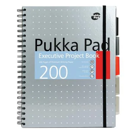 Špirálový zošit, A4+, linajkový, 100 listov, PUKKA PAD "Metallic Project Book", mix farieb 2
