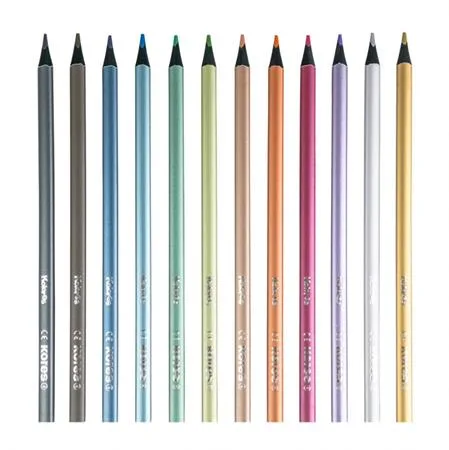Farebné ceruzky, sada, trojuholníkový tvar, KORES "Kolores Style Metallic", 12 kovových farieb 3