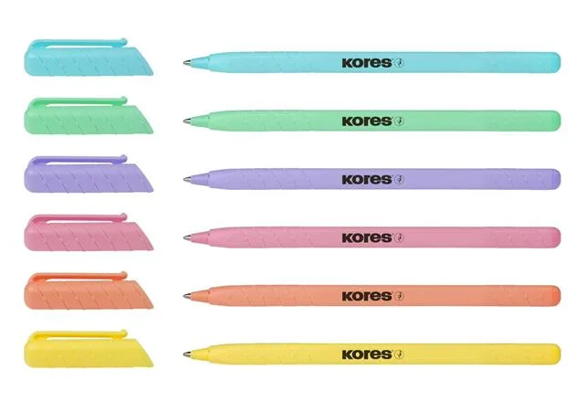 Guľôčkové pero, 1,0 mm, s uzáverom, trojuholníkový tvar, KORES "KOR-M Pastel", modré 3