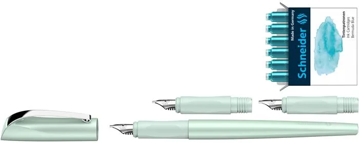 Plniace pero, darčeková sada, 1,1 mm, darček: 1,5 a 1,8 mm hrot SCHNEIDER "Callissima", mätovo zelené 3