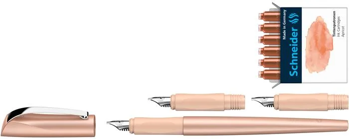 Plniace pero, darčeková sada, 1,1 mm, darček: 1,5 a 1,8 mm hrot SCHNEIDER "Callissima", broskyňové 3