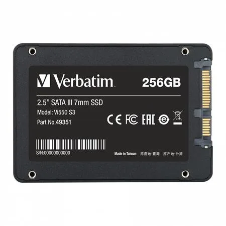 SSD (vnútorná  pamäť), 256GB, SATA 3, 460/560MB/s, VERBATIM "Vi550" 3