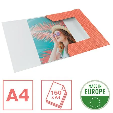 Doska s gumičkou, kartónová, A4, ESSELTE "Colour`Breeze", koralová 3
