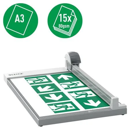 Rotačná rezačka, A3, 15 listov, LEITZ "Precision Office" 7