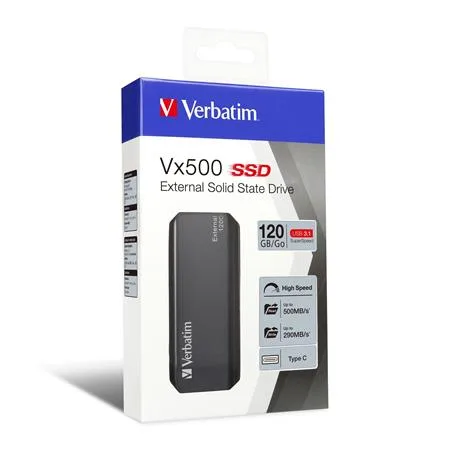 SSD (externá pamäť) 120 GB, USB 3.2 Gen2, VERBATIM "Vx500", sivá 2
