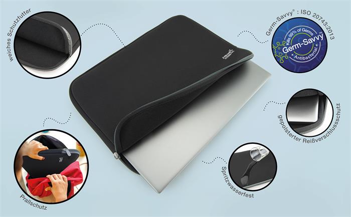 Puzdro na notebook, 14", antibakteriálne, RAPESCO, čierne 2