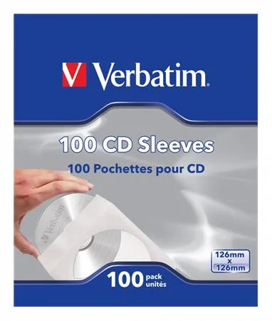 Obálky na CD/DVD, papierové, s okienkom a samolepiacim uškom, VERBATIM, biela 2