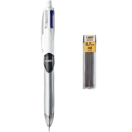 Guľôčkové pero, 3 farby, s mikroceruzkou, BIC "4 Colours" + grafitová náplň 2