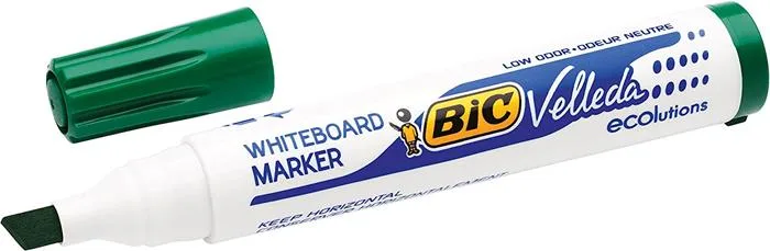 Popisovač na biele a flipchartové tabule, 1,1-5,6 mm, zrezaný hrot, BIC "Velleda ecolutions", zelený 4