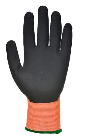 Ochranné rukavice, HPPE, odolné voči prerezaniu, M, "Cut 5", oranžová 2