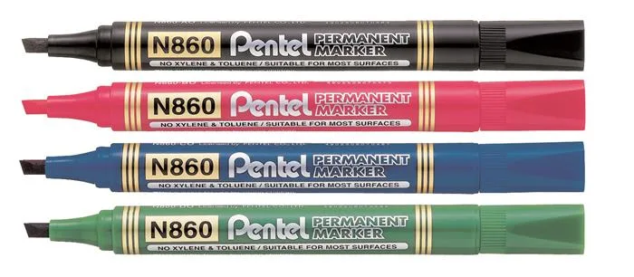 Permanentný popisovač, 0,6-4,5 mm, zrezaný hrot, PENTEL "N860", čierna 2