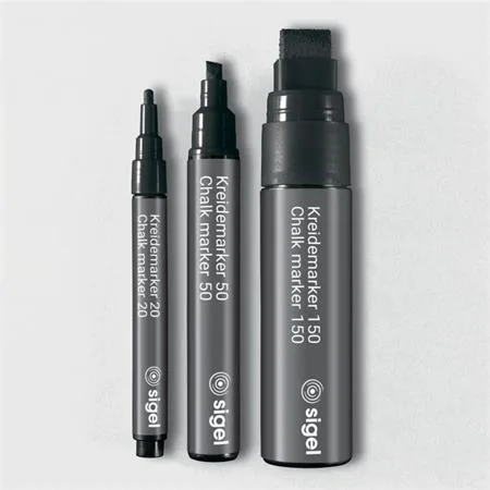 Kriedový popisovač, tekutý, zrezaný hrot, 1-2 mm SIGEL, čierna 2