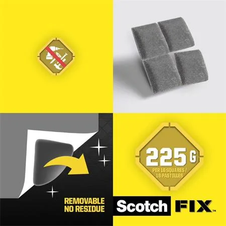Lepiace štvorčeky, obojstranné, snímateľné, 12,7x12,7 mm, 3M SCOTCH "Removable" 2