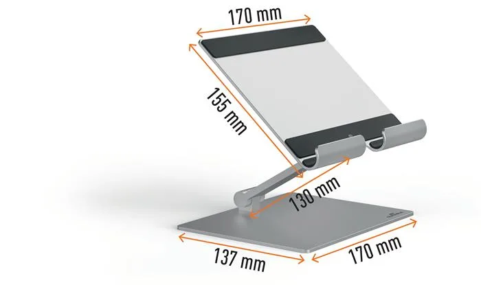 Stojan na tablet, stolový, DURABLE "RISE", strieborná 2