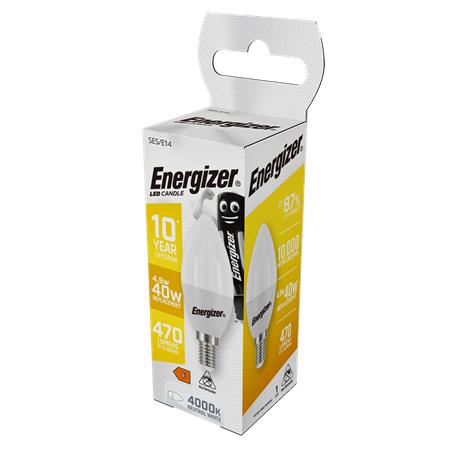 LED žiarovka, E14, sviečka, 4,9W (40W), 470lm, 4000K, ENERGIZER 2
