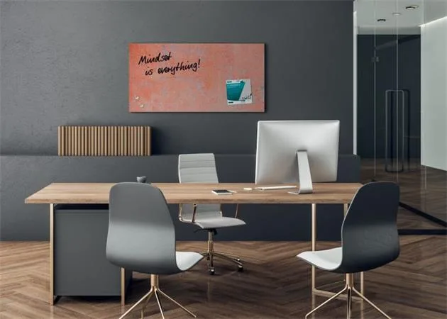 Magnetická sklenená tabuľa, 91x46x1,5 cm, SIGEL "Artverum® ", vzor steny, červená, matná 4